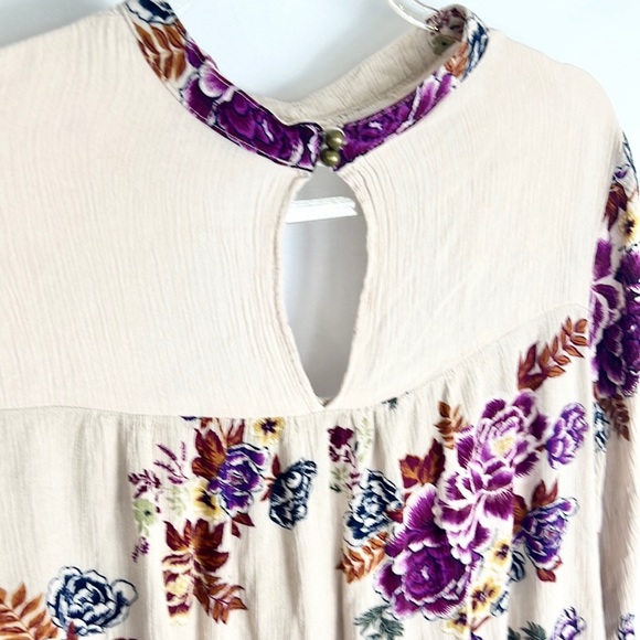 BEBOP | 💐Floral Print Lace Trim Round Collar Long-Sleeved Loose Lightweight Top - Picture 7 of 8